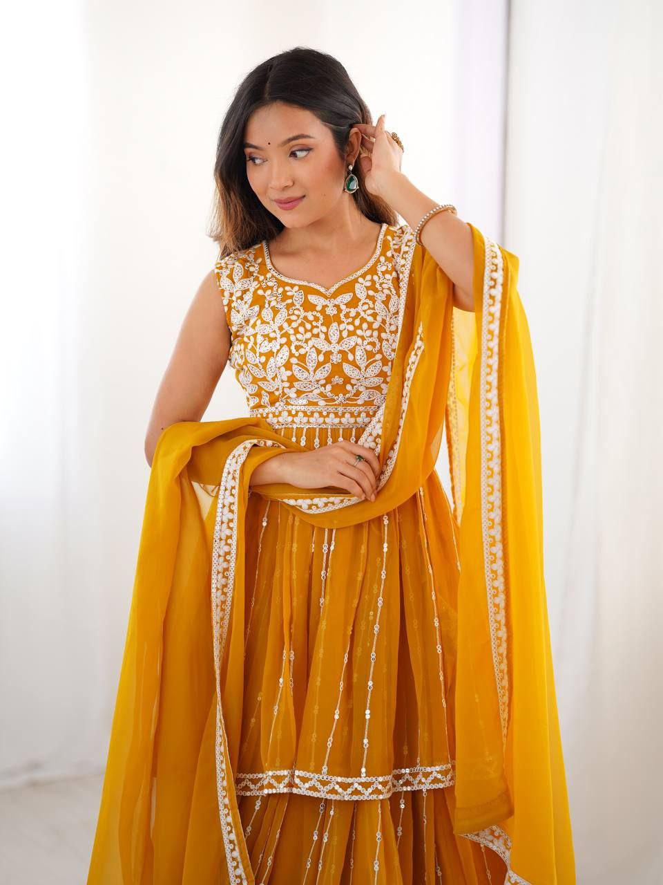 Designer Faux Georgette Lehenga Set with 9MM Sequence & Thread Work