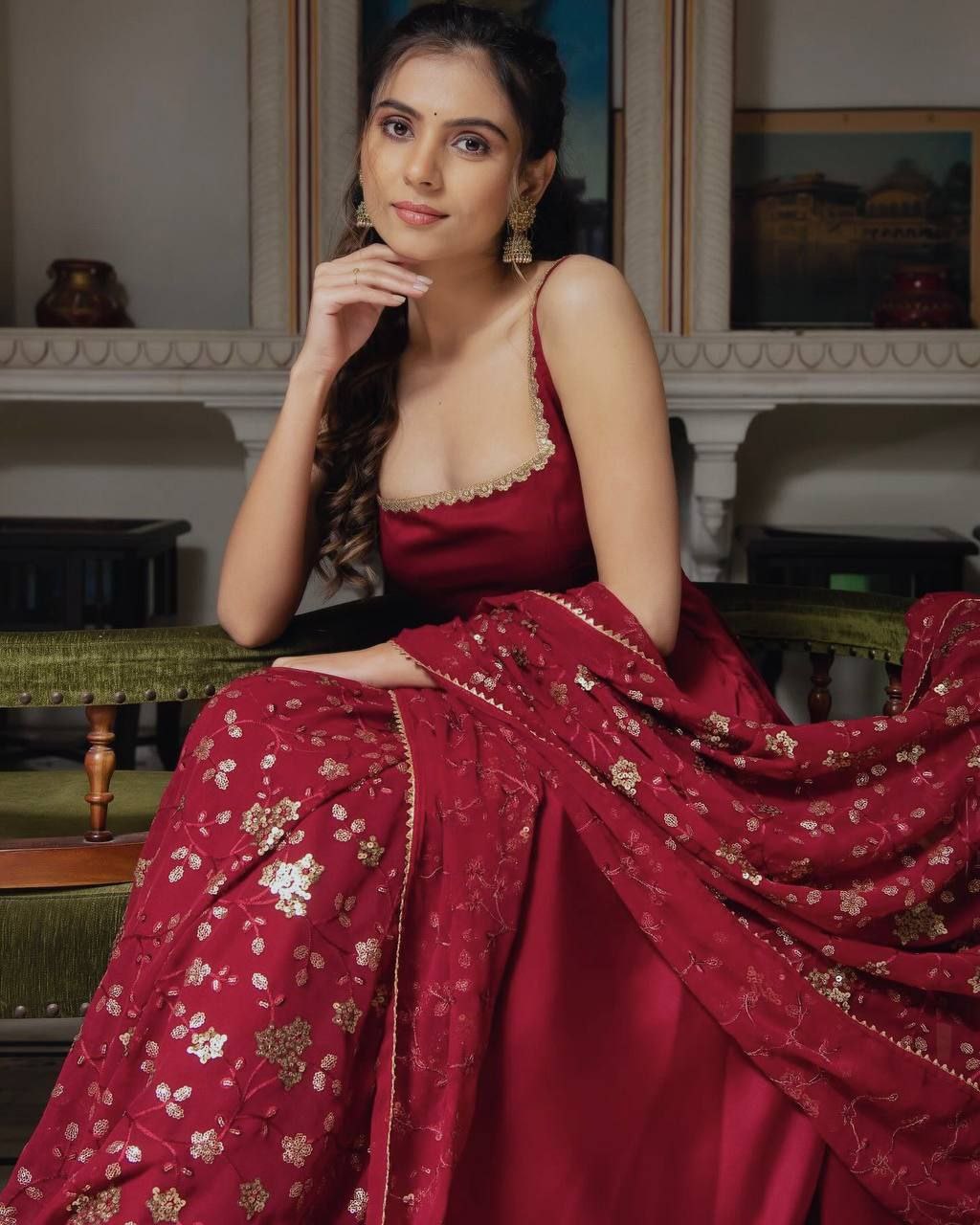 Embroidered Faux Georgette Anarkali Suit with 4-Meter Flair
