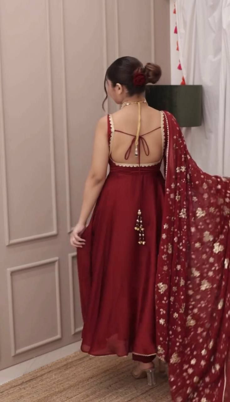 Embroidered Faux Georgette Anarkali Suit with 4-Meter Flair