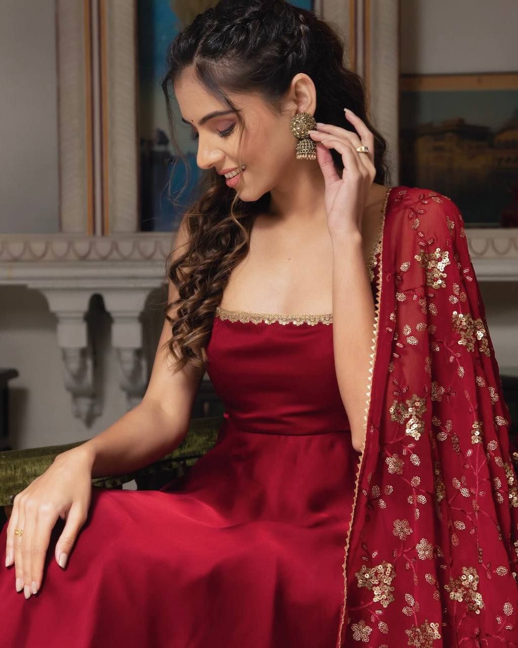 Embroidered Faux Georgette Anarkali Suit with 4-Meter Flair