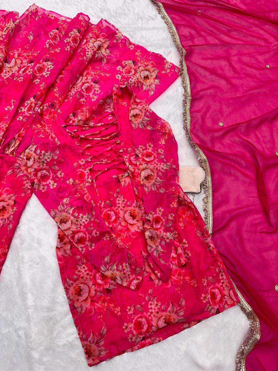 Digital Printed Georgette Sharara Set with Butti Dupatta | Ready to Wear | Sizes 34–42+